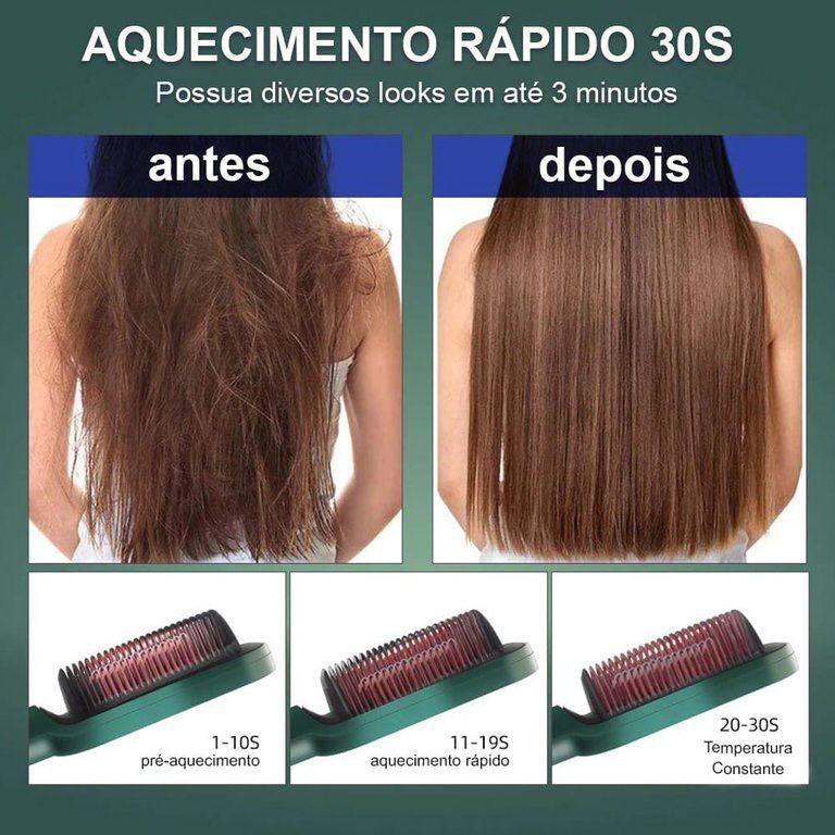 Escova Alisadora 5 Em 1 -  Alisa, Seca, Hidrata, Modela E Anti-Frizz - Bivolt